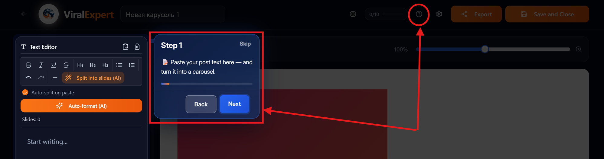 Complete the onboarding tutorial - desktop