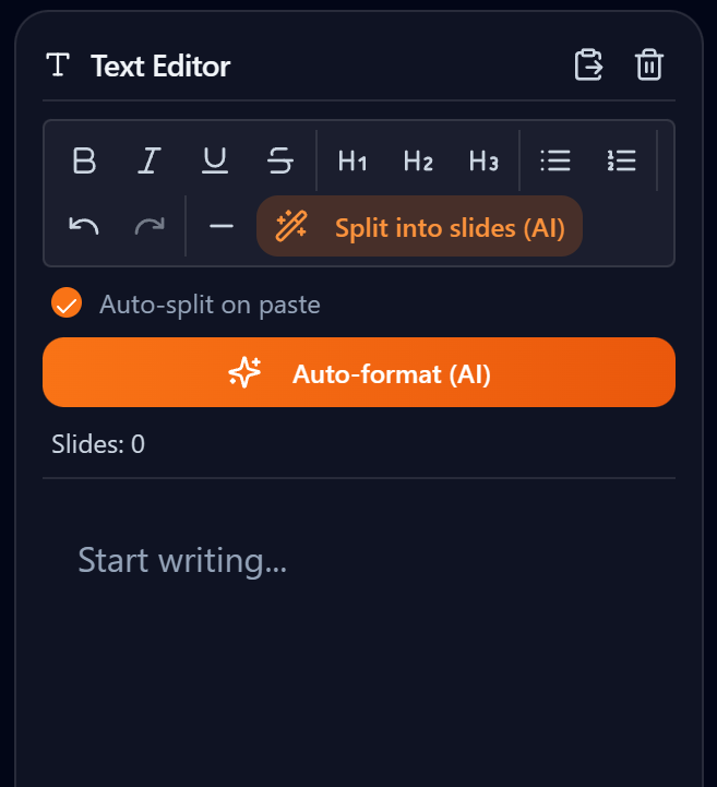 Paste your text and split into slides - desktop