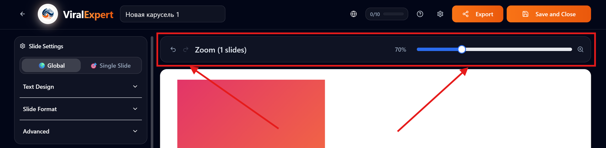 Zoom and undo/redo - desktop