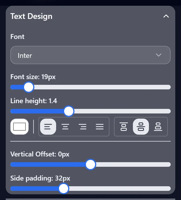 Slide settings — Text design