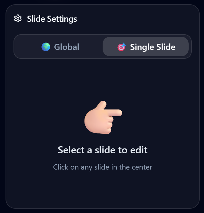 Editing a single slide - desktop
