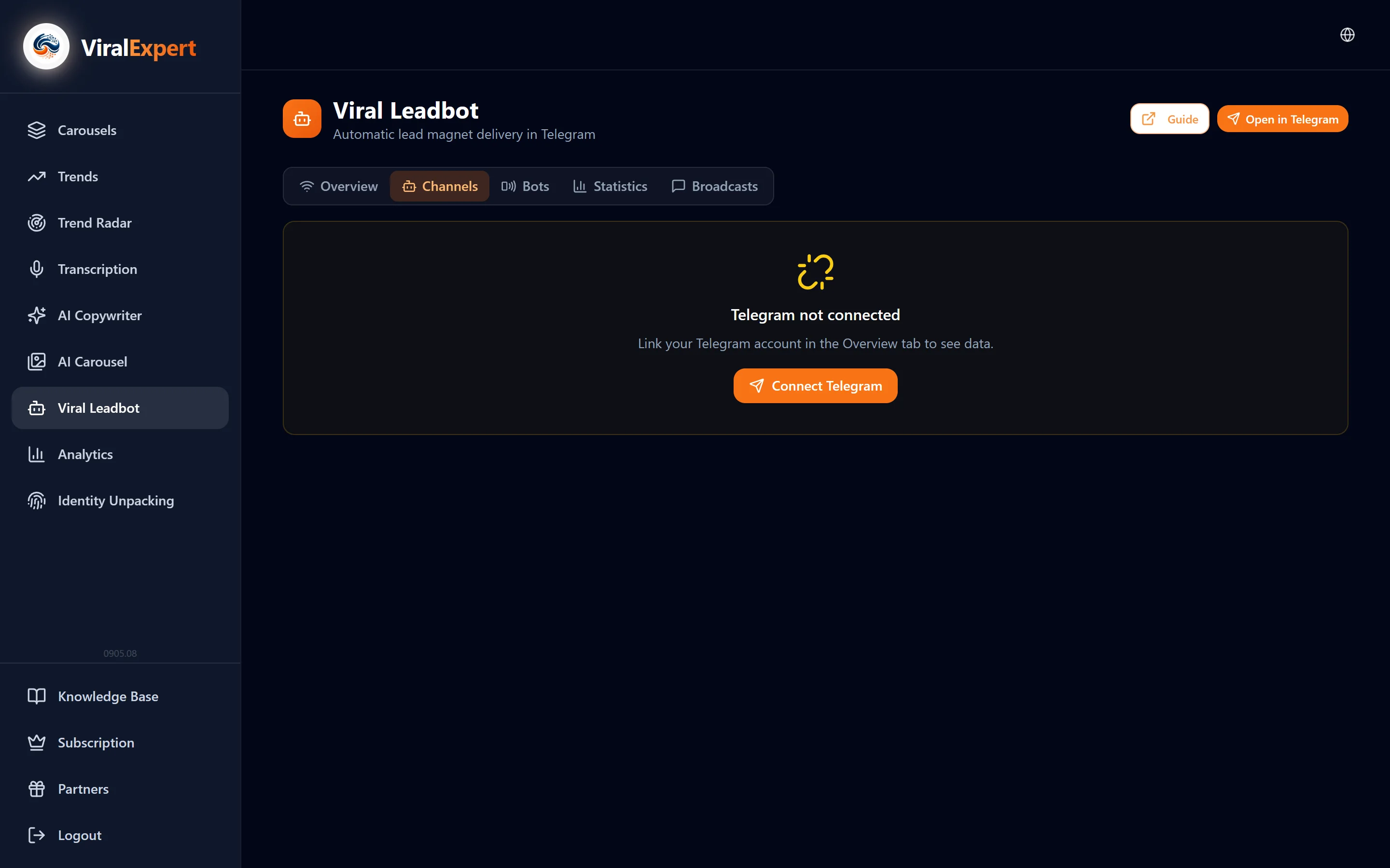 Add the bot as a channel administrator