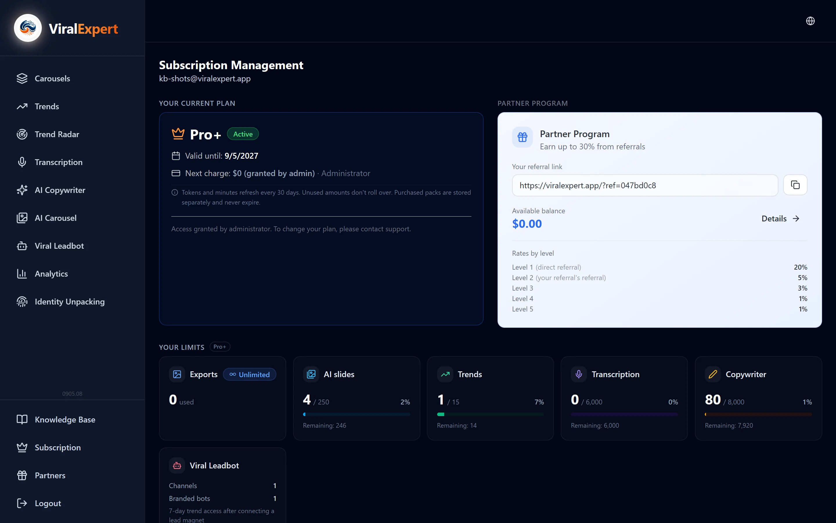 Payment history and cancelling