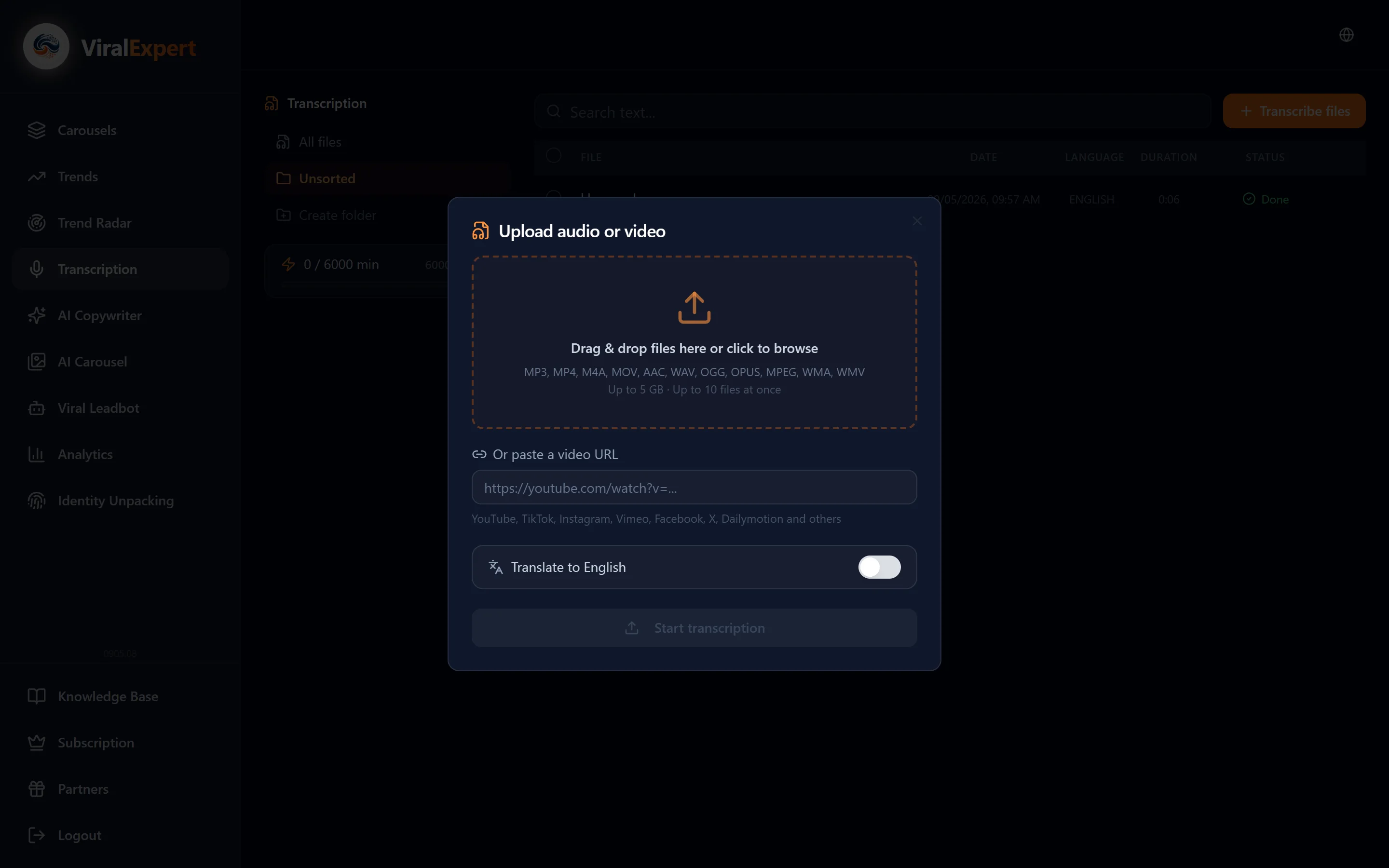 Upload a file or paste a link