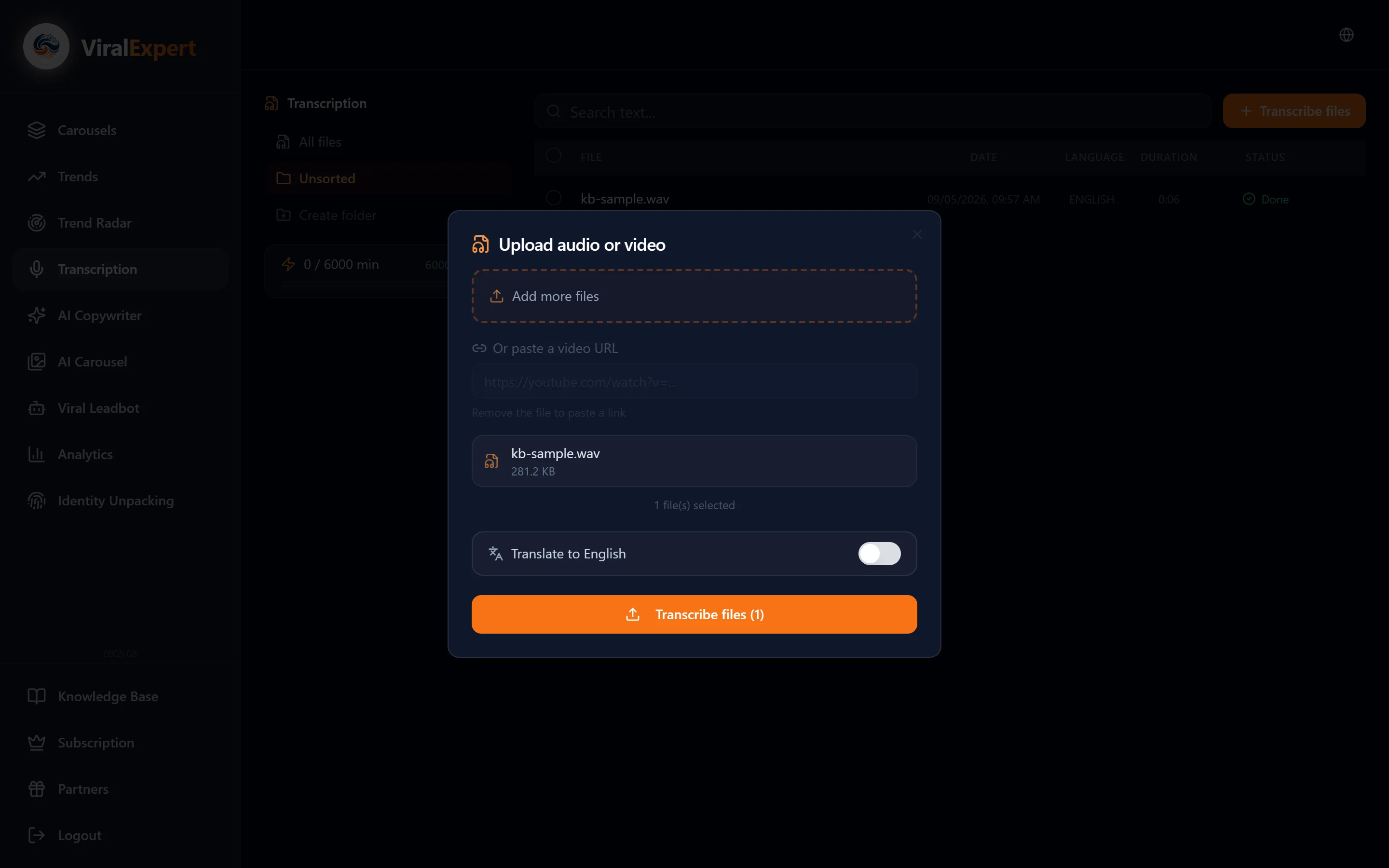 Choose the task and options