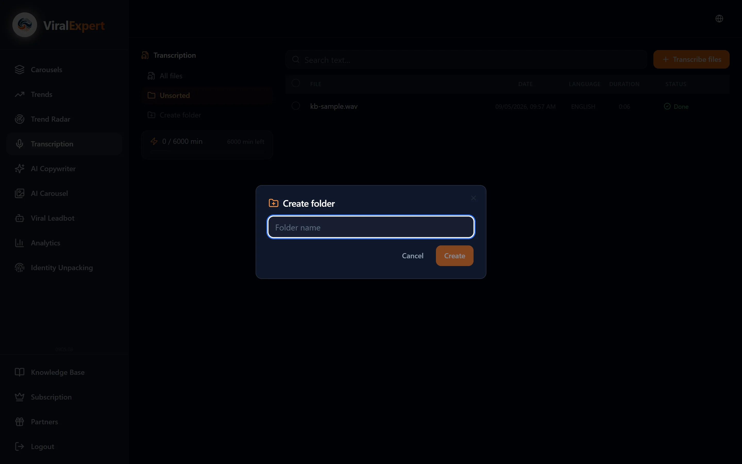 Folders, search and bulk actions